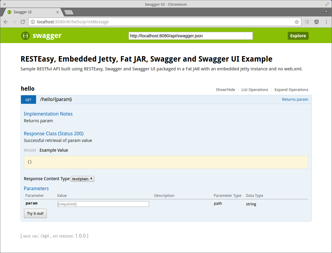 RESTEasy, embedded Jetty, Fat JARs, Swagger and Swagger UI